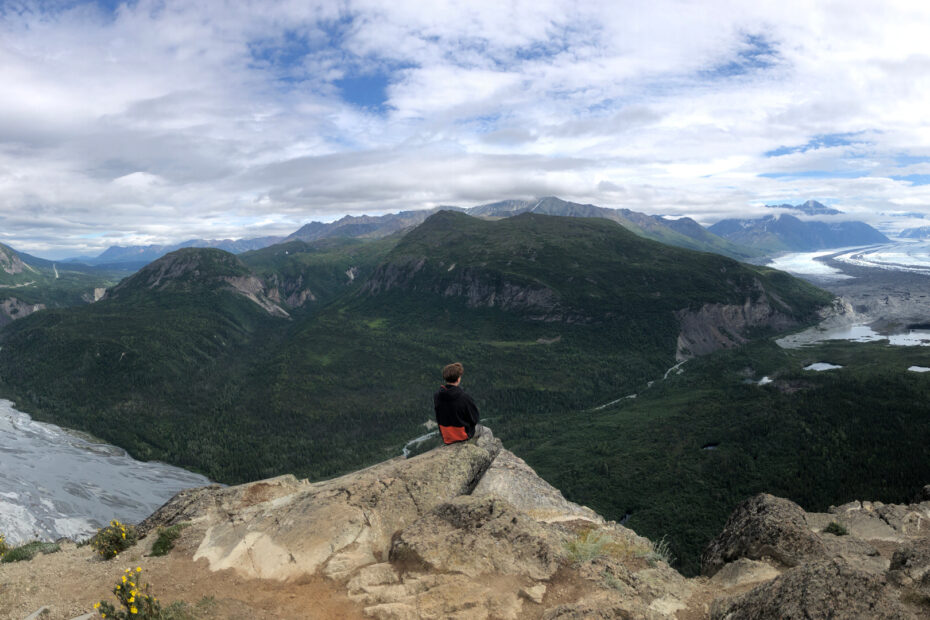 student overlooking Denali National Park in Alaska